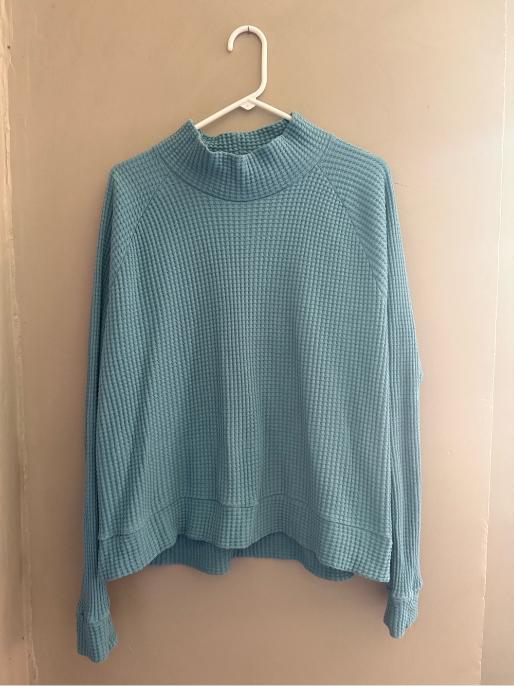 The North Face Women's Light Blue Waffle Mock Neck Sweater